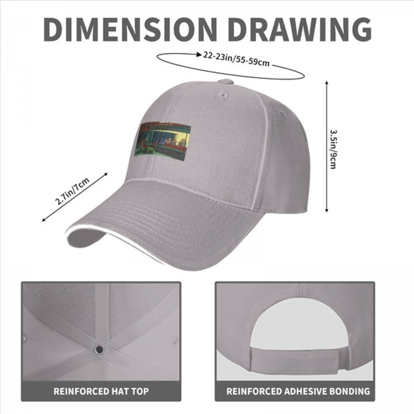 Black Baseball Cap with Night Diner Scene Art Print