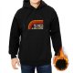 Black hoodie with retro rainbow and 'All I want to do is illegal in this cosmos' text