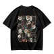Olive T-Shirt With Day Of The Dead Cat Skull Graphic Print