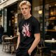 Olive T-Shirt With Krampus And Santa Graphic Print