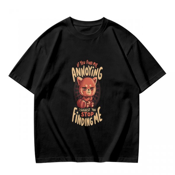 Olive t-shirt with annoyed red panda graphic and funny text