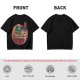 Olive T-shirt with Samurai Cat Surfing Ramen Bowl Art
