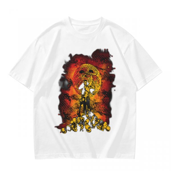 Olive T-Shirt With Fiery Skull Warrior Graphic Print