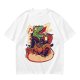 Olive T-Shirt with Cartoon Crocodile Eating Snack Graphic