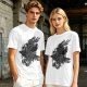 Olive Graphic T-Shirt with Mechanical Raven and Full Moon Print