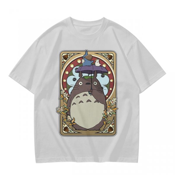 Olive Green T-Shirt With My Neighbor Totoro Art Nouveau Print