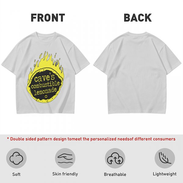Olive t-shirt with cave's combustible lemonade flame graphic