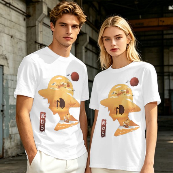 Anime Straw Hat Silhouette Graphic T-Shirt