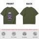 Olive graphic t-shirt with bat cat holding watermelon and 'Bite First Ask Later' text