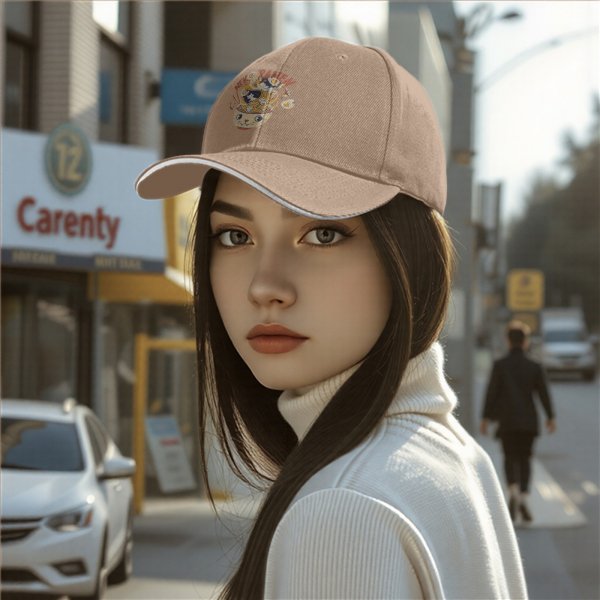 Black Baseball Cap With Cute Neko Ramen Cat Bowl Graphic