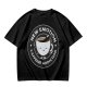 Olive t-shirt with 'New Emotion Caffeine Addiction' coffee cup graphic