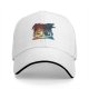 Black baseball cap with fantasy dragon and wolf open book graphic