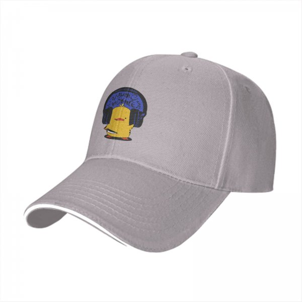 Black Baseball Cap With Cute Yellow Duck Wearing Headphones Graphic