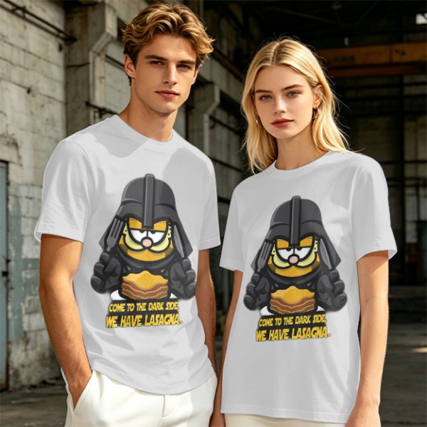 Garfield Darth Vader T-Shirt Come To The Dark Side We Have Lasagna
