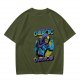 Olive T-shirt with Galactic Gunshow Skeleton Graphic Print