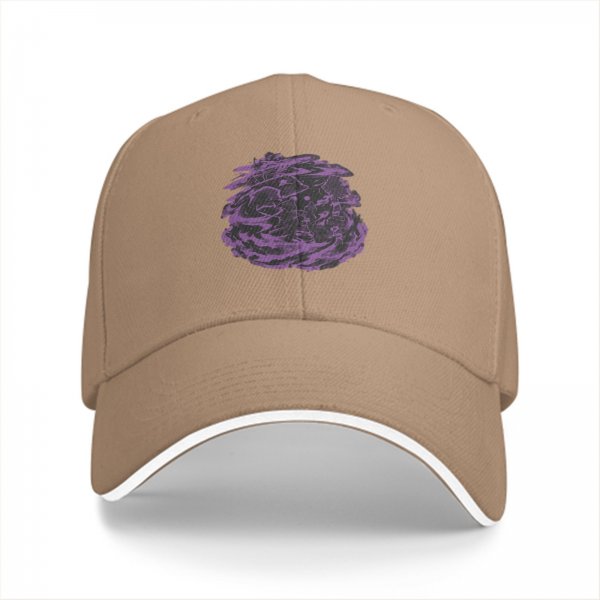 Black Baseball Cap With Purple Abstract Swirl Graphic Design