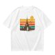 Olive T-Shirt With Retro Sunset Fantasy Castle Graphic