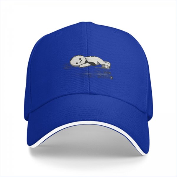 Black Baseball Cap With Tired Lying Cartoon Character Print