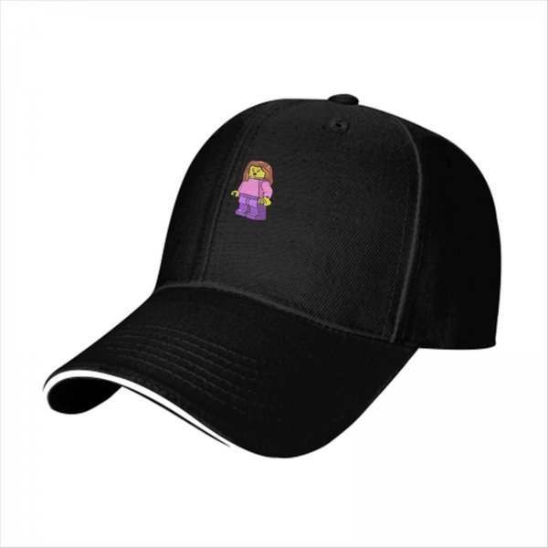 Black Baseball Cap with Lego Girl Minifigure Graphic