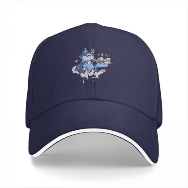 Black Baseball Cap With Cute Husky Holding Pupcakes Art