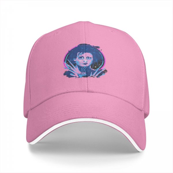 Black Baseball Cap With Neon Edward Scissorhands Portrait Print