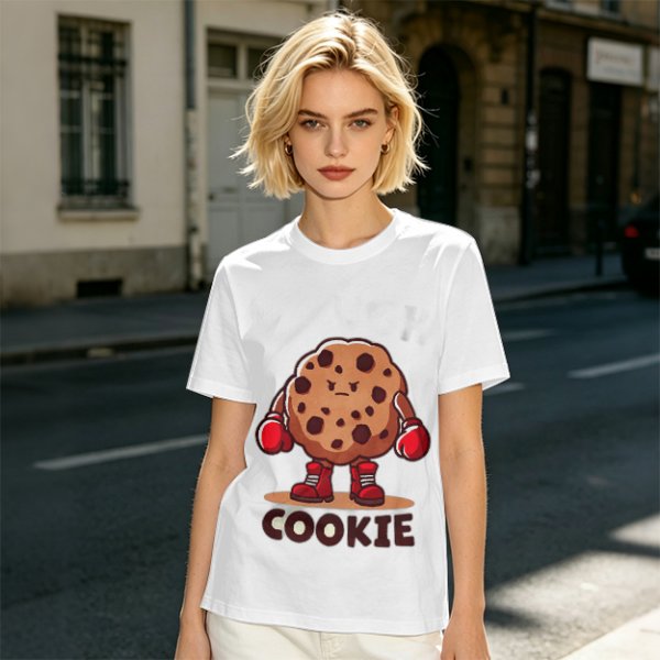 Olive T-Shirt With Angry Boxing Chocolate Chip Cookie Graphic