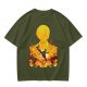 One Piece Sanji Fire Kick Graphic Olive T-Shirt