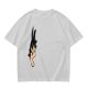 Olive green oversized t-shirt with stylized hand graphic print