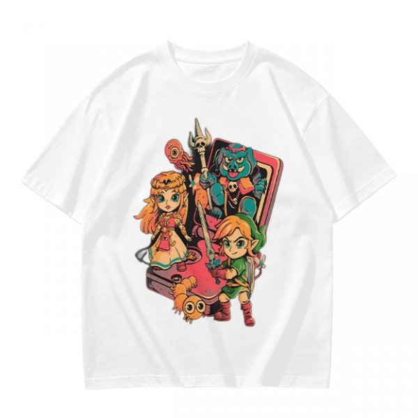Olive t-shirt with The Legend of Zelda retro game characters print