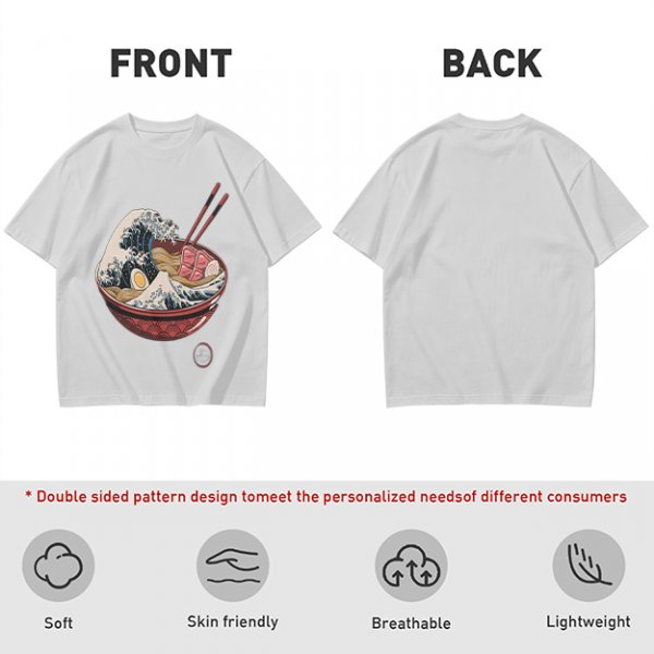 Olive T-Shirt Featuring The Great Wave Off Kanagawa Ramen Bowl Art