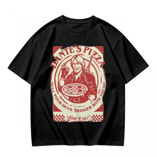 Dante's Pizza Devil Trigger Themed Graphic T-Shirt