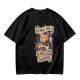 Olive t-shirt with a cat wizard making coffee disappear magic trick print