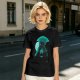 Olive T-Shirt With Glowing Teal Mushroom Creature And Moon Print