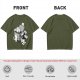 Olive T-Shirt With Playful Cats Emerging From Printer Graphic