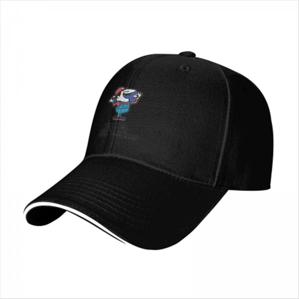 Black Baseball Cap With Cartoon Character Graphic Design