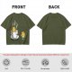 Olive T-Shirt With Funny Cookie In Coffee Cup Print