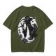 Olive T-Shirt With Western Gunslinger Crow And Roses Graphic