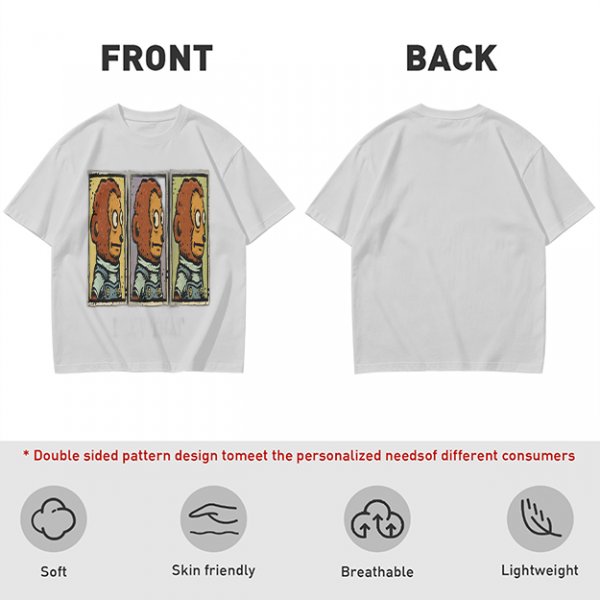 Olive Green T-Shirt With Three Panel Cartoon Monkey Head Print