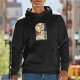Black hoodie with 'Achieve Your Dreams' sleeping boy dream graphic