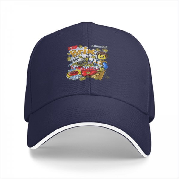 Black Baseball Cap With Lego Brix Graphic Print