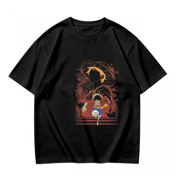 Olive Anime Graphic T-Shirt With Straw Hat Character Design