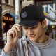 Black Baseball Cap With Neon Psychedelic Dragon Head Print