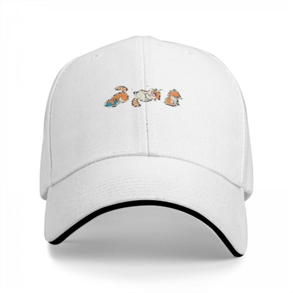 Black baseball cap with playful cartoon tiger cub prints