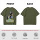 Olive T-shirt with Evil Girl Graphic Print