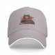 Black baseball cap with a bear holding a steaming coffee mug print