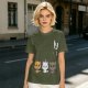 Olive T-Shirt With Cute Kitten Illustrations And Text Print