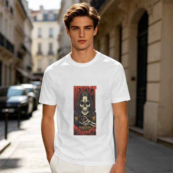 Respect Dungeon Master Grim Reaper Skull Graphic T-Shirt