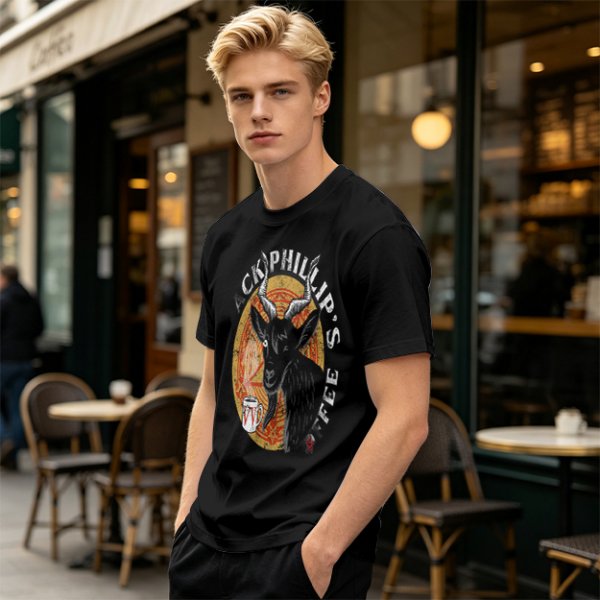 Black Phillip's Coffee Goat Graphic T-Shirt Design