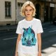Fantasy warrior ghost print olive green graphic t-shirt