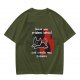 Olive graphic tee with funny cat and leave your problems behind quote